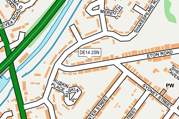 DE14 2SN map - OS OpenMap – Local (Ordnance Survey)