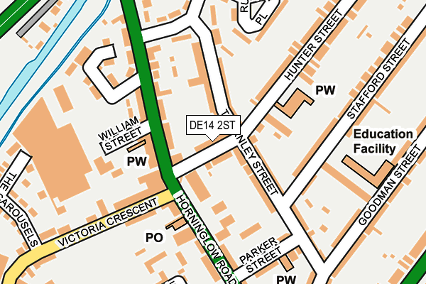 DE14 2ST map - OS OpenMap – Local (Ordnance Survey)