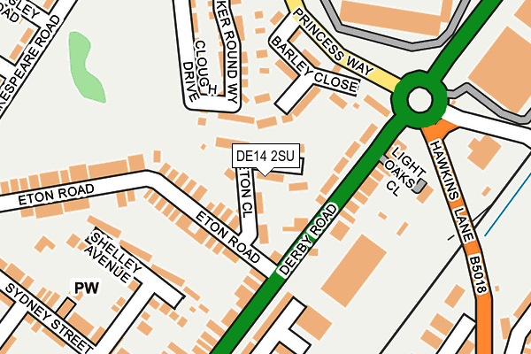 DE14 2SU map - OS OpenMap – Local (Ordnance Survey)