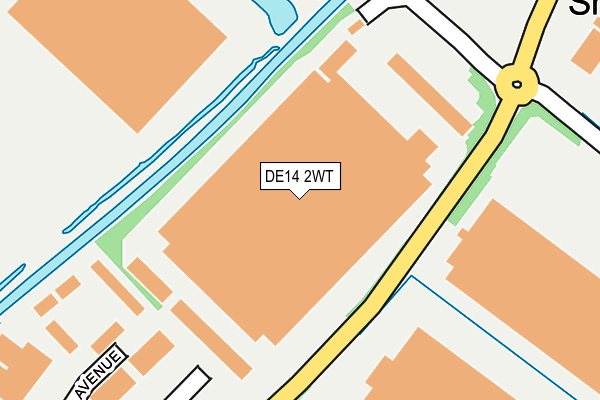 DE14 2WT map - OS OpenMap – Local (Ordnance Survey)