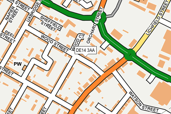 DE14 3AA map - OS OpenMap – Local (Ordnance Survey)