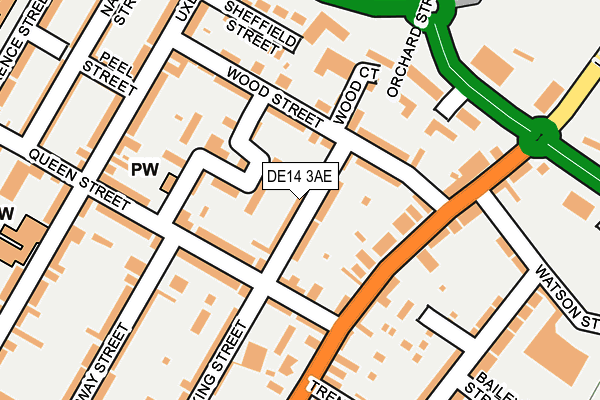DE14 3AE map - OS OpenMap – Local (Ordnance Survey)