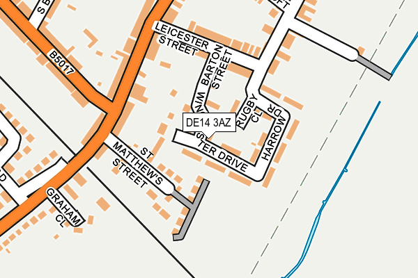DE14 3AZ map - OS OpenMap – Local (Ordnance Survey)