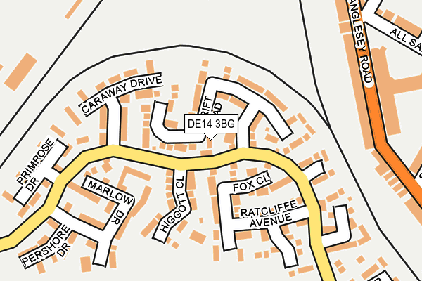 DE14 3BG map - OS OpenMap – Local (Ordnance Survey)