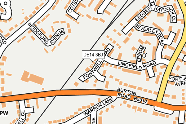 DE14 3BJ map - OS OpenMap – Local (Ordnance Survey)