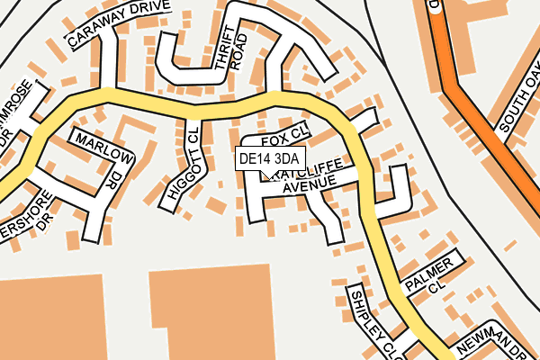 DE14 3DA map - OS OpenMap – Local (Ordnance Survey)