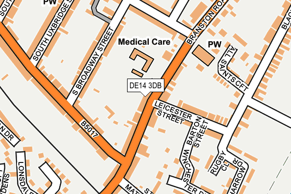 DE14 3DB map - OS OpenMap – Local (Ordnance Survey)