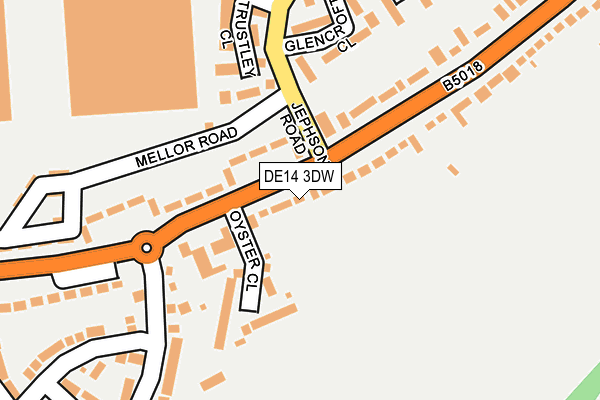 DE14 3DW map - OS OpenMap – Local (Ordnance Survey)