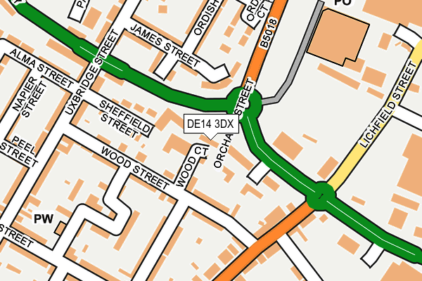 DE14 3DX map - OS OpenMap – Local (Ordnance Survey)
