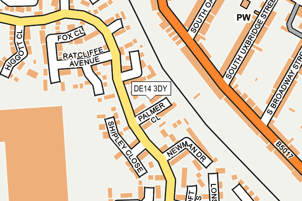 DE14 3DY map - OS OpenMap – Local (Ordnance Survey)