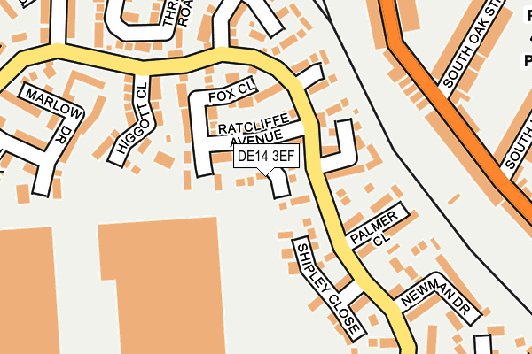 DE14 3EF map - OS OpenMap – Local (Ordnance Survey)