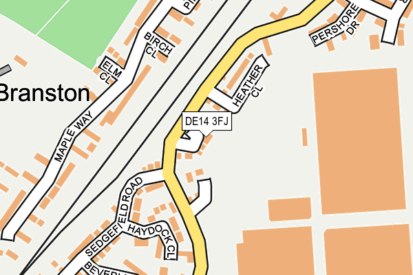 DE14 3FJ map - OS OpenMap – Local (Ordnance Survey)