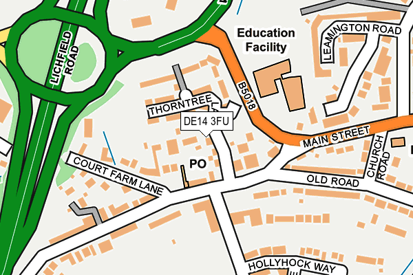 DE14 3FU map - OS OpenMap – Local (Ordnance Survey)