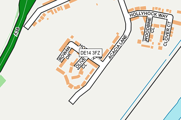 DE14 3FZ map - OS OpenMap – Local (Ordnance Survey)