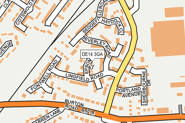 DE14 3GA map - OS OpenMap – Local (Ordnance Survey)