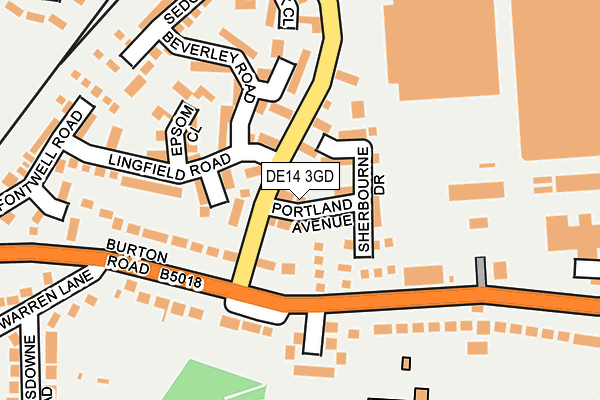 DE14 3GD map - OS OpenMap – Local (Ordnance Survey)