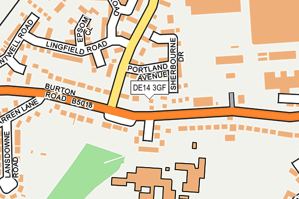 DE14 3GF map - OS OpenMap – Local (Ordnance Survey)