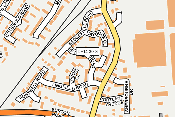 DE14 3GG map - OS OpenMap – Local (Ordnance Survey)
