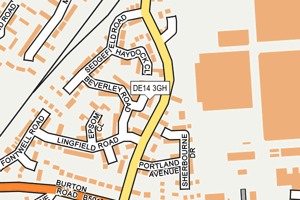 DE14 3GH map - OS OpenMap – Local (Ordnance Survey)