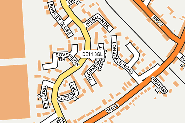 DE14 3GL map - OS OpenMap – Local (Ordnance Survey)
