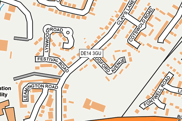 DE14 3GU map - OS OpenMap – Local (Ordnance Survey)