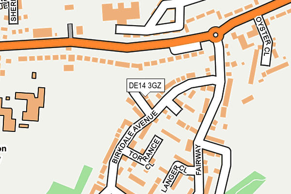 DE14 3GZ map - OS OpenMap – Local (Ordnance Survey)