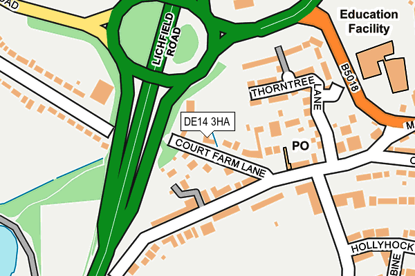 DE14 3HA map - OS OpenMap – Local (Ordnance Survey)