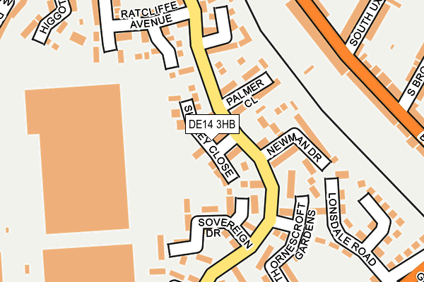 DE14 3HB map - OS OpenMap – Local (Ordnance Survey)