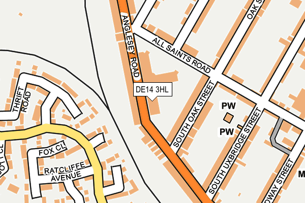 DE14 3HL map - OS OpenMap – Local (Ordnance Survey)