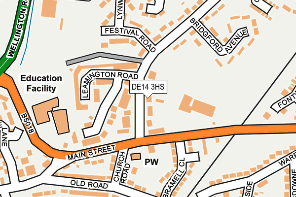 DE14 3HS map - OS OpenMap – Local (Ordnance Survey)