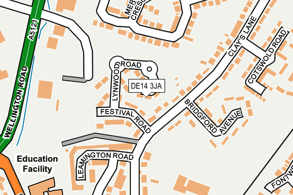 DE14 3JA map - OS OpenMap – Local (Ordnance Survey)