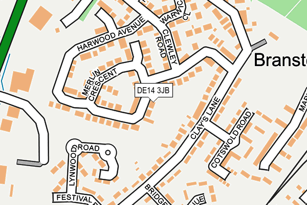 DE14 3JB map - OS OpenMap – Local (Ordnance Survey)