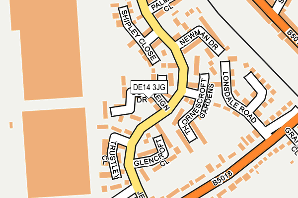DE14 3JG map - OS OpenMap – Local (Ordnance Survey)