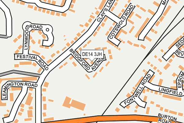 DE14 3JH map - OS OpenMap – Local (Ordnance Survey)