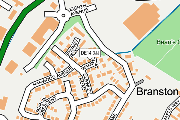 DE14 3JJ map - OS OpenMap – Local (Ordnance Survey)