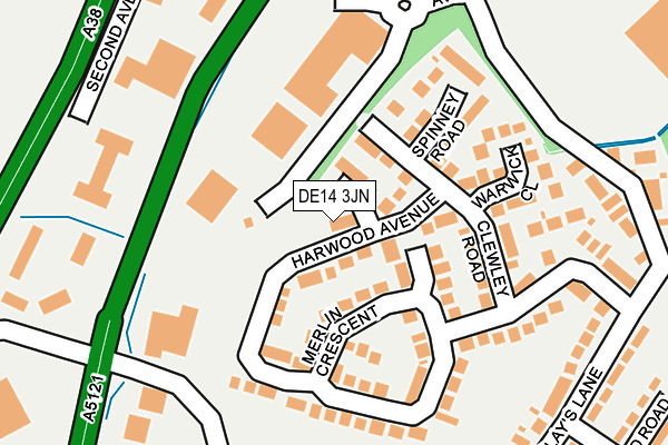 DE14 3JN map - OS OpenMap – Local (Ordnance Survey)