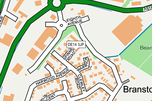 DE14 3JP map - OS OpenMap – Local (Ordnance Survey)