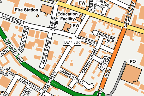 DE14 3JR map - OS OpenMap – Local (Ordnance Survey)