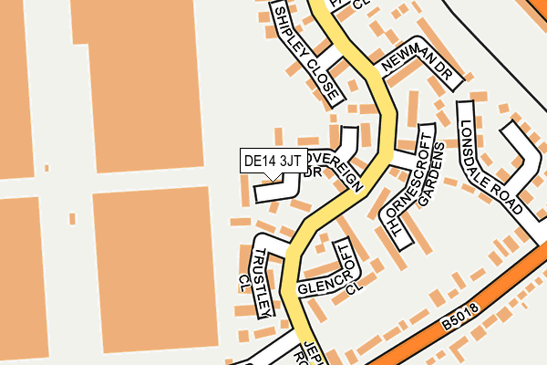 DE14 3JT map - OS OpenMap – Local (Ordnance Survey)
