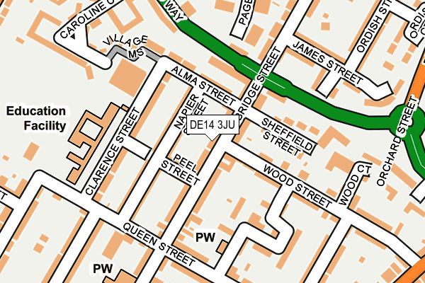 DE14 3JU map - OS OpenMap – Local (Ordnance Survey)