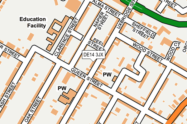 DE14 3JX map - OS OpenMap – Local (Ordnance Survey)