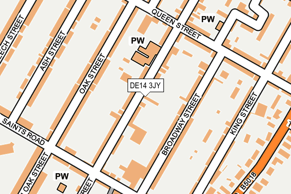 DE14 3JY map - OS OpenMap – Local (Ordnance Survey)