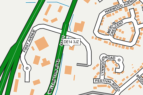 DE14 3JZ map - OS OpenMap – Local (Ordnance Survey)