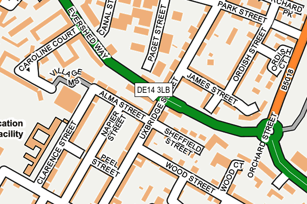 DE14 3LB map - OS OpenMap – Local (Ordnance Survey)