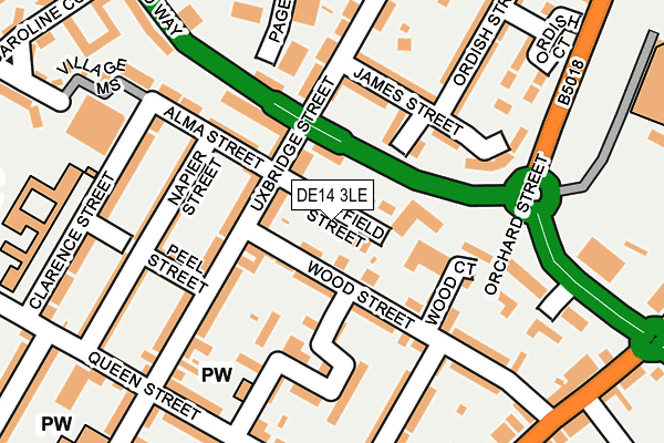 DE14 3LE map - OS OpenMap – Local (Ordnance Survey)