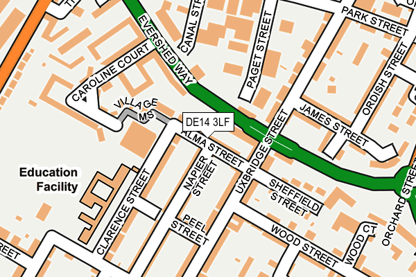 DE14 3LF map - OS OpenMap – Local (Ordnance Survey)