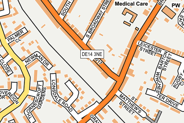 DE14 3NE map - OS OpenMap – Local (Ordnance Survey)