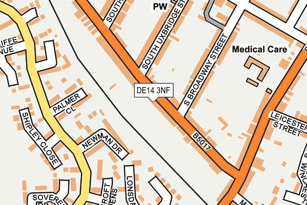 DE14 3NF map - OS OpenMap – Local (Ordnance Survey)