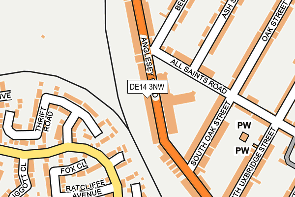 DE14 3NW map - OS OpenMap – Local (Ordnance Survey)