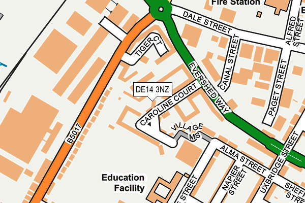 DE14 3NZ map - OS OpenMap – Local (Ordnance Survey)